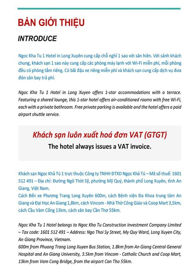 Ngoc Kha Tu 1 Hotel Long Xuyên Exterior foto